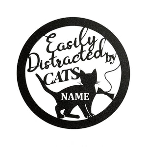 Cats Distracted Custom Metal Sign by LoneTree Designs