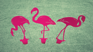 Pink Flamingo Garden Stake Set