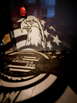 Hanging Patriotic Eagle and Flag 250th Luminary Lantern