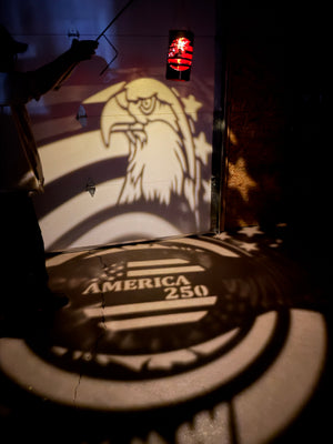 Hanging Patriotic Eagle and Flag 250th Luminary Lantern