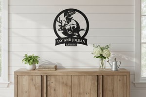 Hunter and Fishing Metal Sign