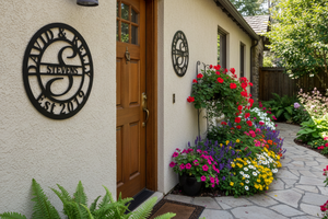 Split letter monogram est metal sign