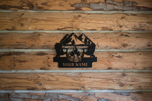 Custom mountain campfire sign