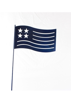 American Flag metal garden stake-blue