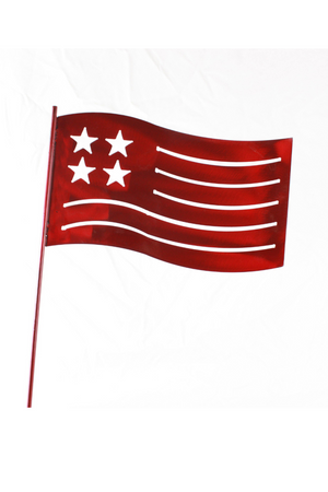 American Flag metal garden stake-red