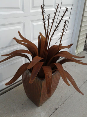 Flower Metal Agave Plant Rust Patina - LoneTree Designs