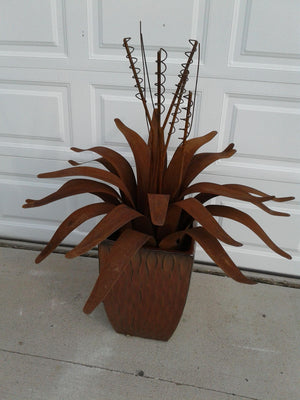 Flower Metal Agave Plant Rust Patina - LoneTree Designs
