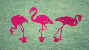 Pink Flamingo Garden Stake Set