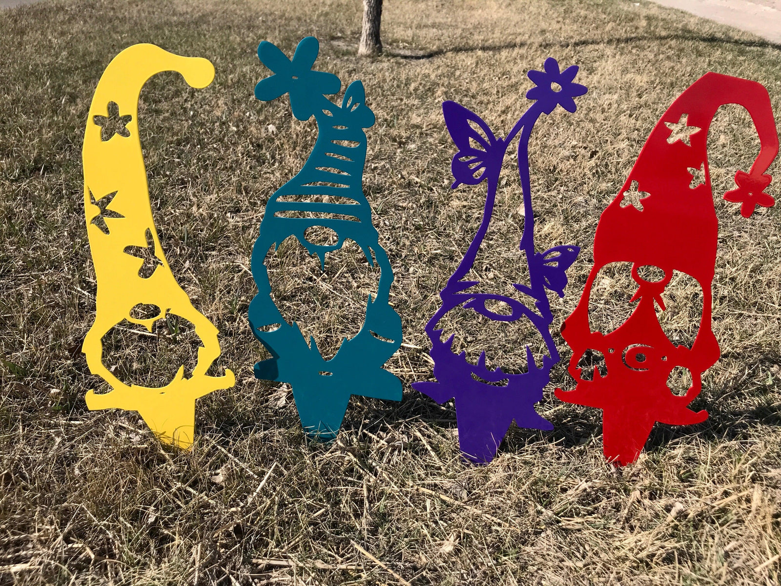 Gnome Garden Stake Set Colored